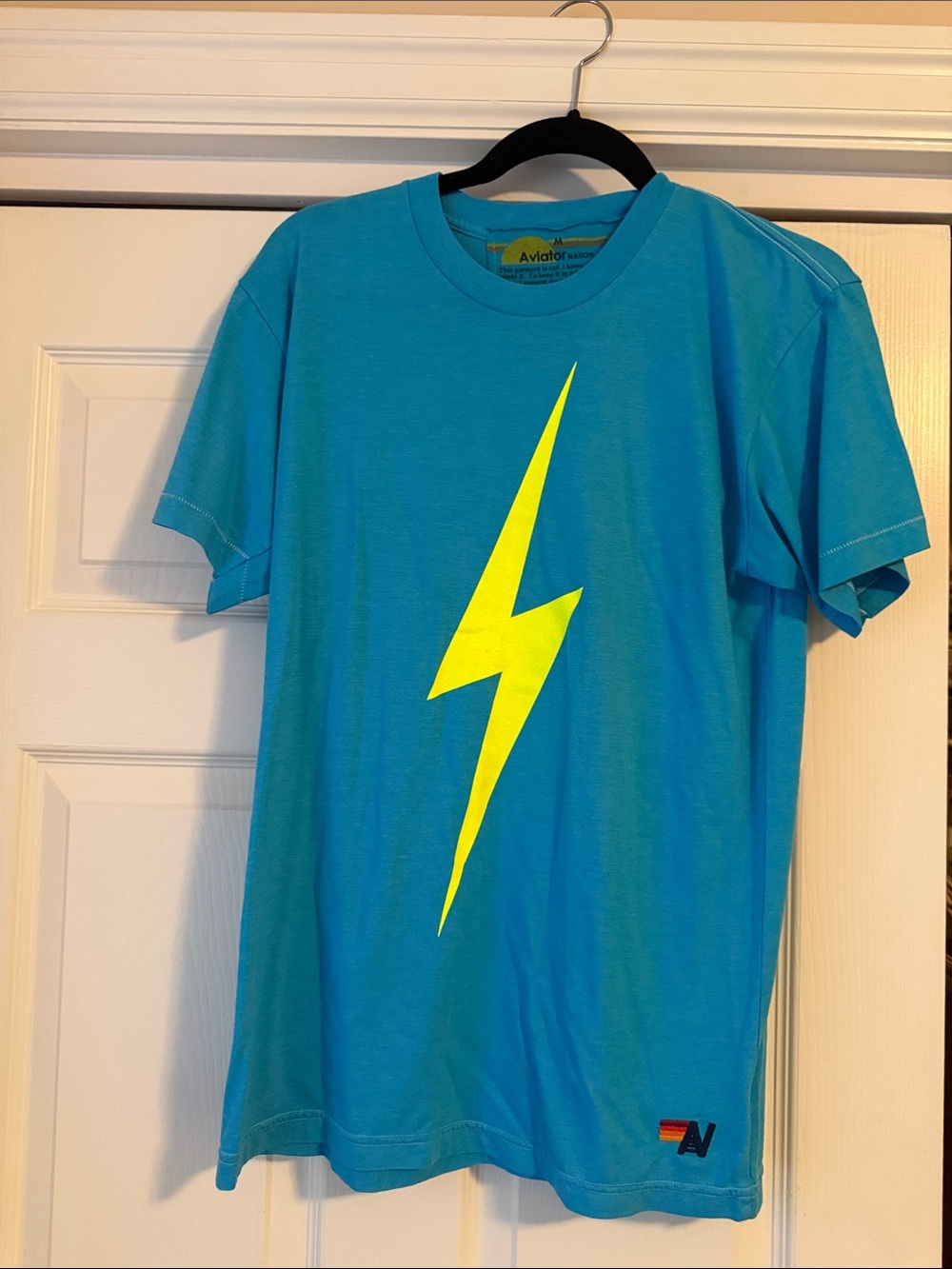 Aviator Nation lightning bolt Tee with Yellow Lightning